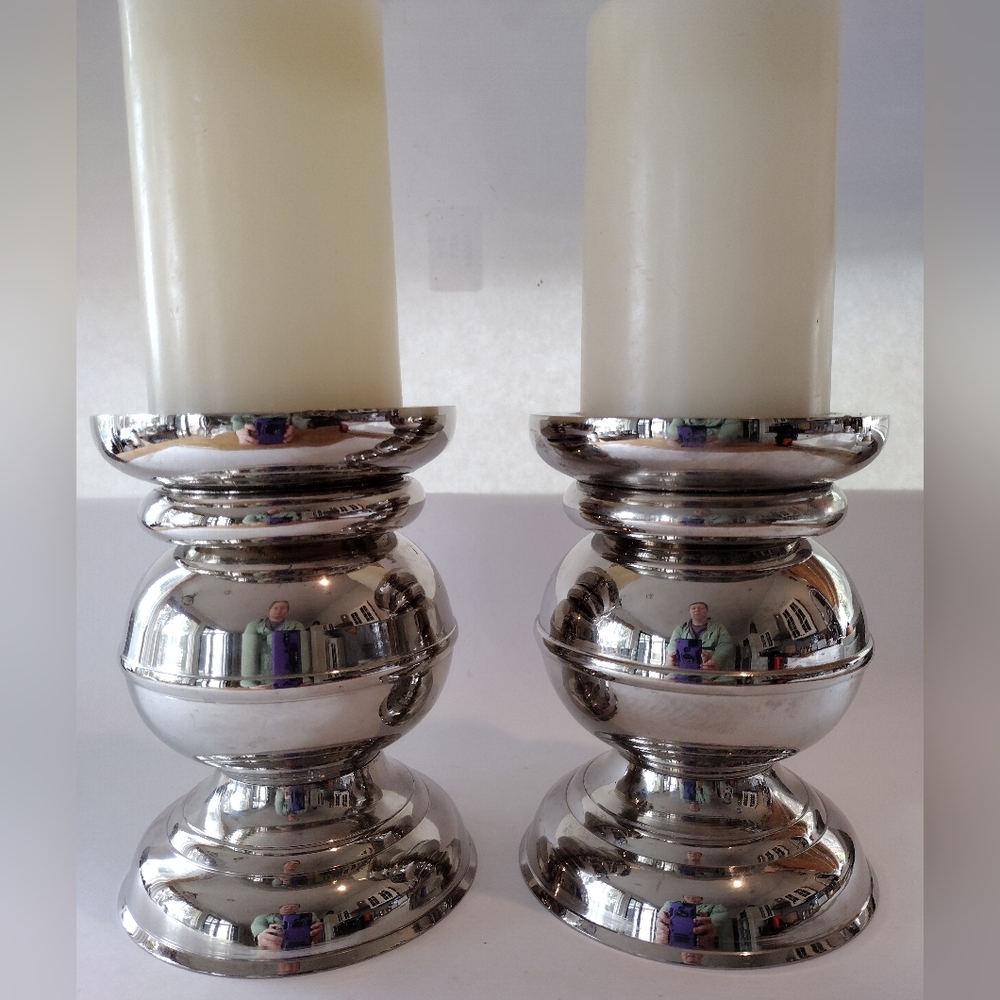Silver plated candle holders